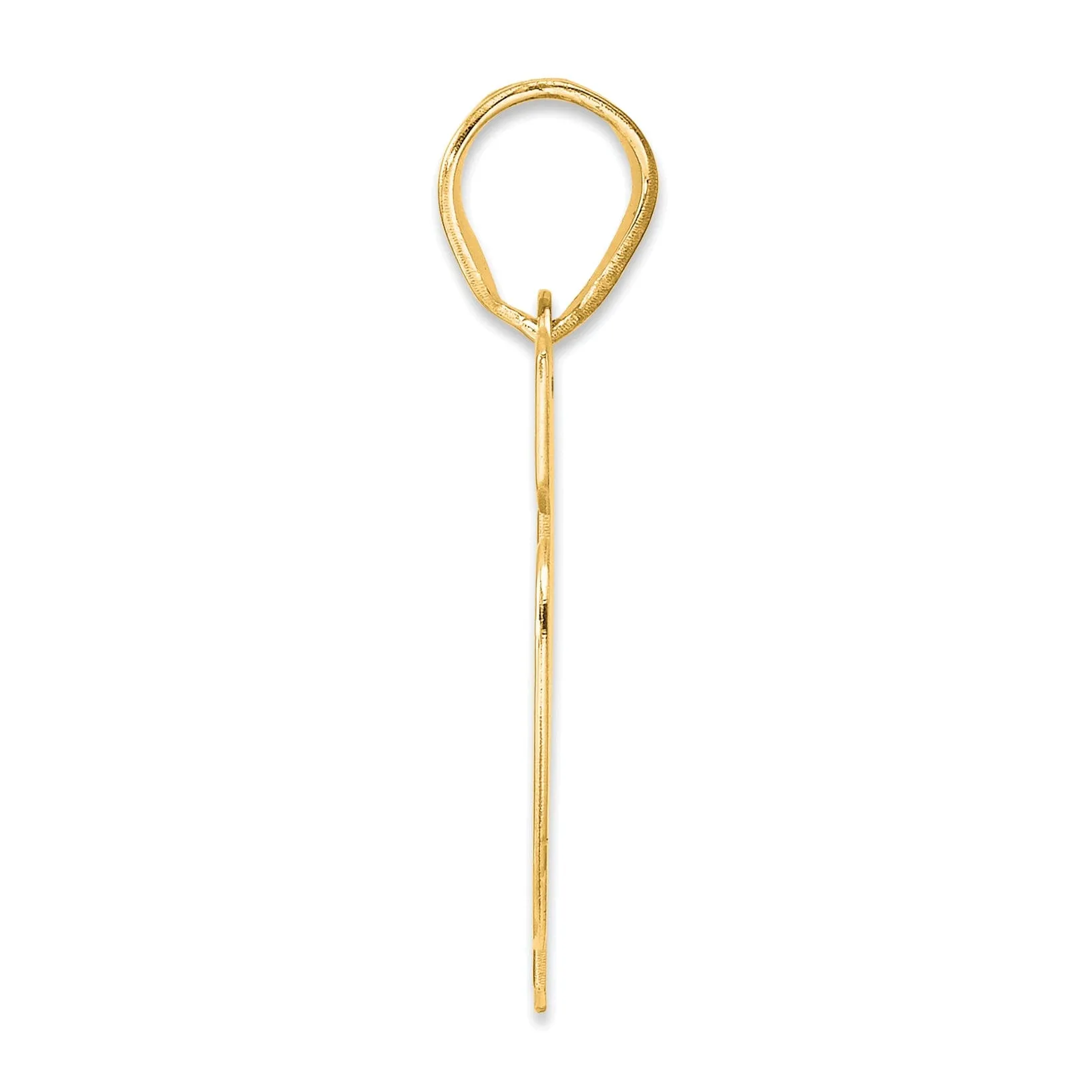 14k Yellow Gold Polished Finish Block Script Design Number 76 Charm Pendant