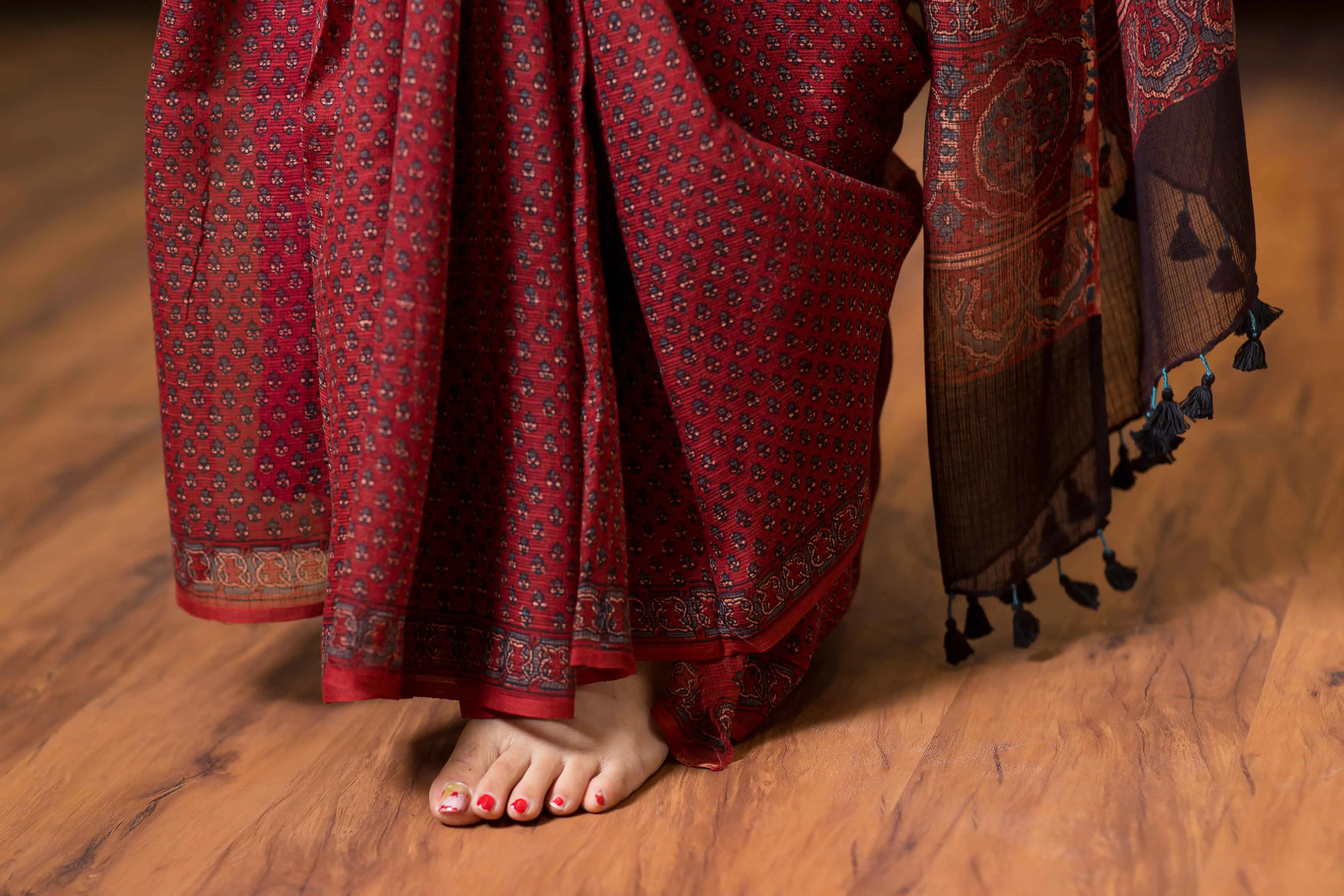 Ajrakh Natural Dyed Kota Doria Saree