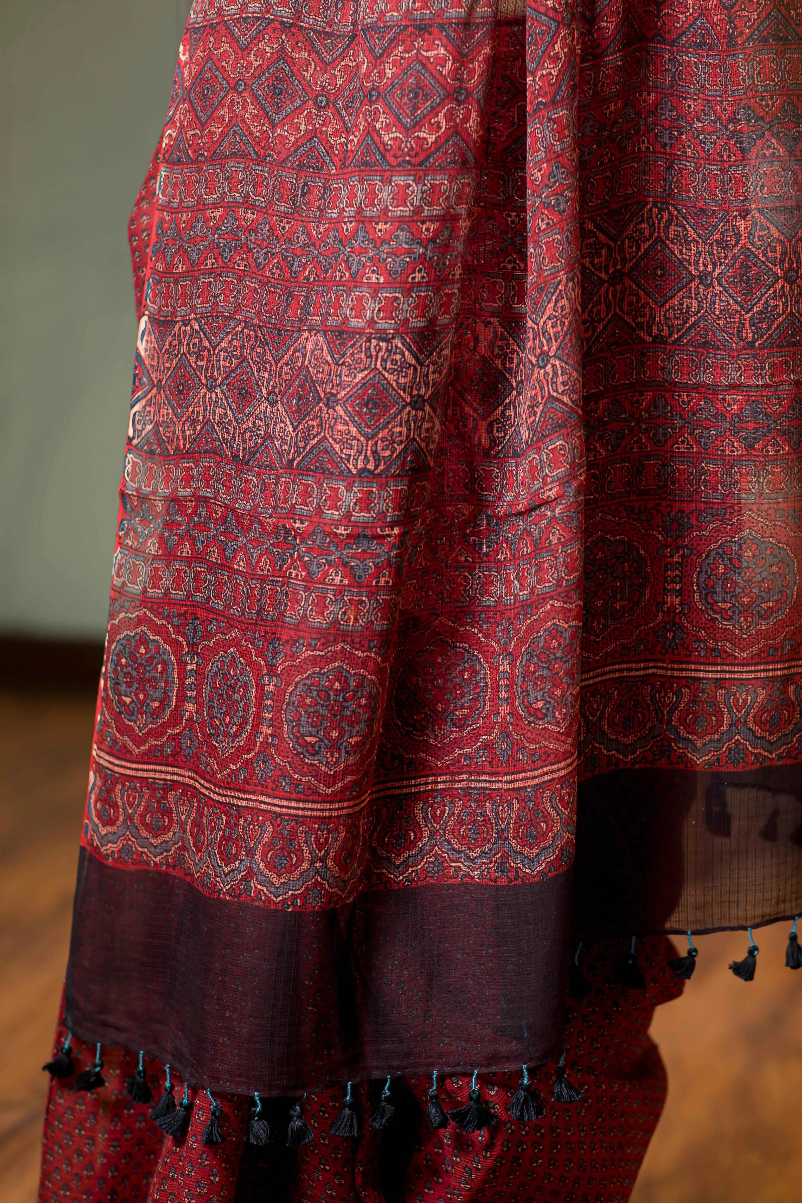 Ajrakh Natural Dyed Kota Doria Saree