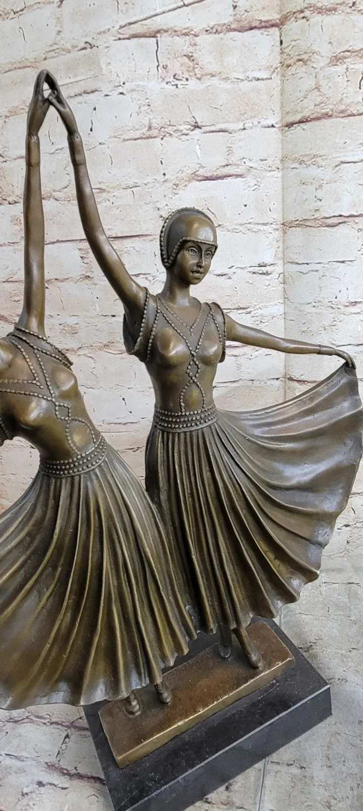 Art Decor Signed Chiparus Dancer Bronze Sculpture Marble Statue Figurine Figure