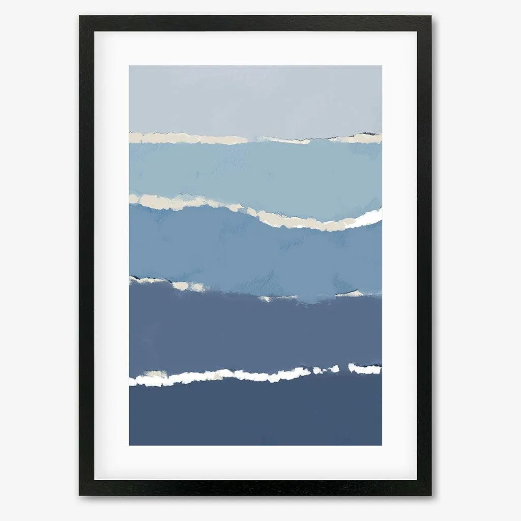 Blue Gradient Abstract Shapes Framed Art
