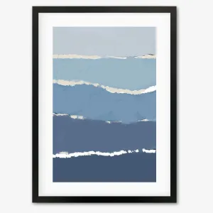 Blue Gradient Abstract Shapes Framed Art