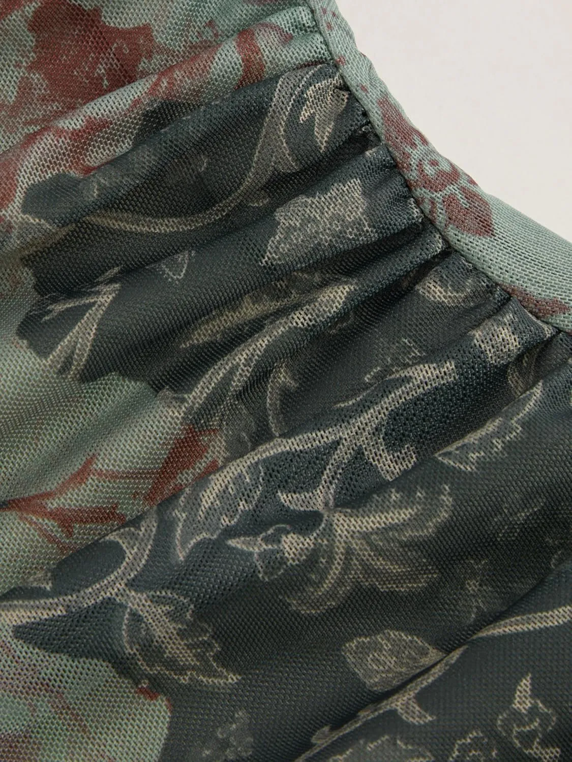 CIDER Mini Dress Floral Sundress Ruched Dress Stand Neck Middle Waist Elegant Party Cocktail Clubbing Dresses