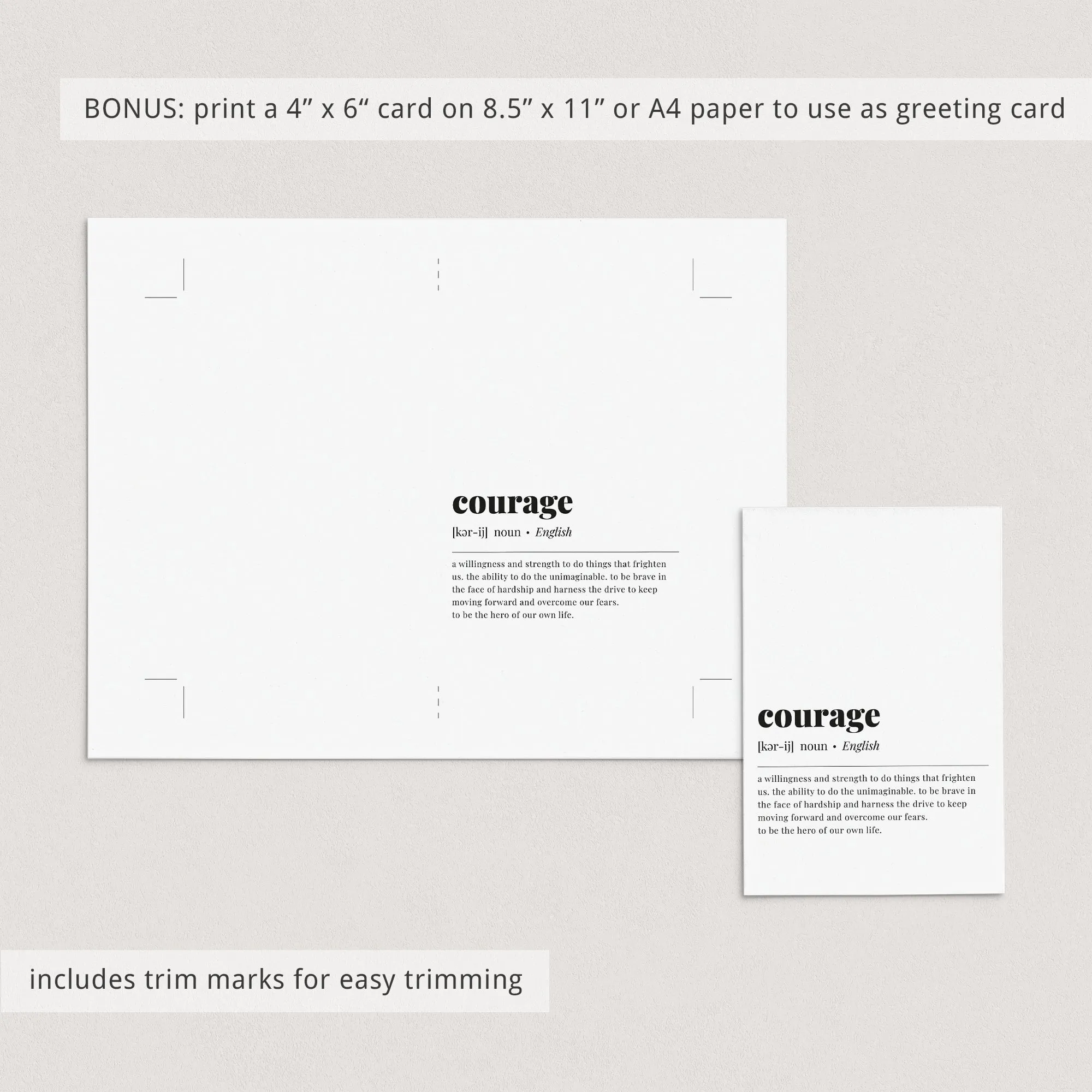 Courage Definition Print Instant Download