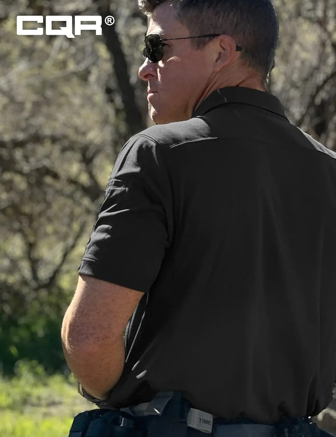 CQR Men's Polo Shirts, Tactical Short Sleeve Golf Performance Shirts, Lightweight Dry Fit UPF 50  Pique