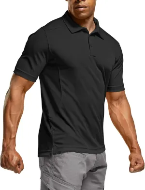 CQR Men's Polo Shirts, Tactical Short Sleeve Golf Performance Shirts, Lightweight Dry Fit UPF 50  Pique