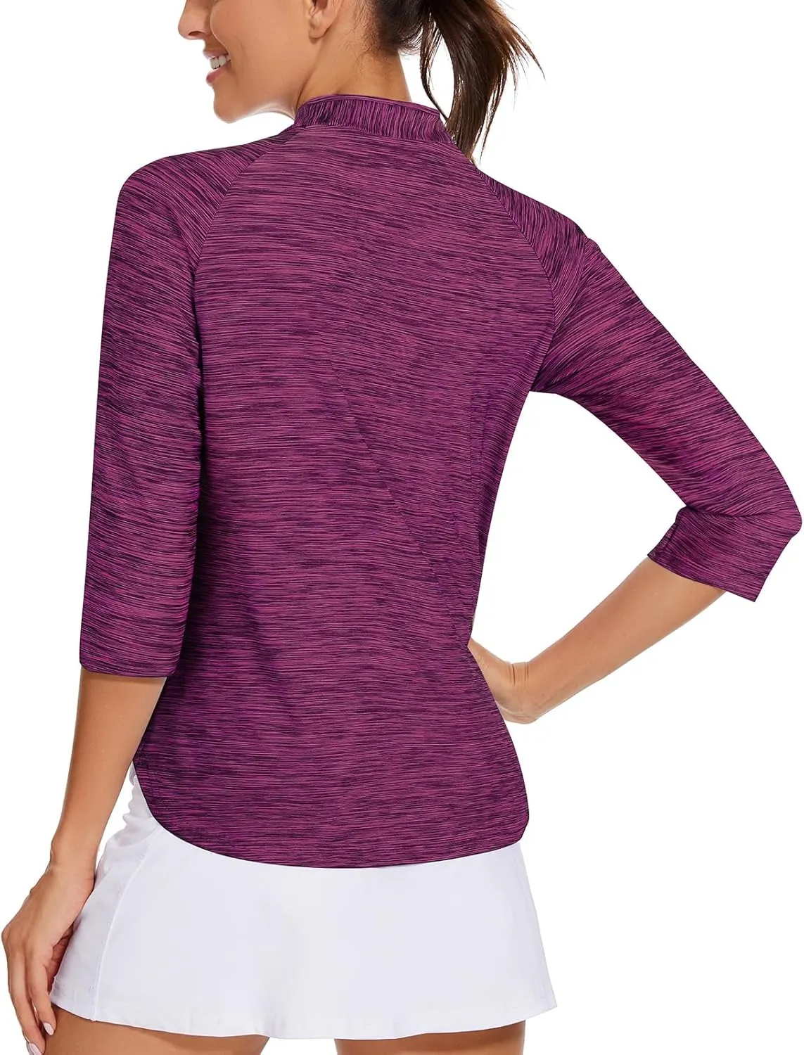Cucuchy Womens Golf Shirt Quick Dry 3/4 Sleeve Quarter Zip Polo Workout Tops Tennis Shirts S-XXL