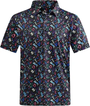 DEOLAX Mens Golf Shirt Fashion Prints Athletic Mens Polo Shirts Short Sleeve Classic Casual Dry Fit Soft Golf Shirts for Men
