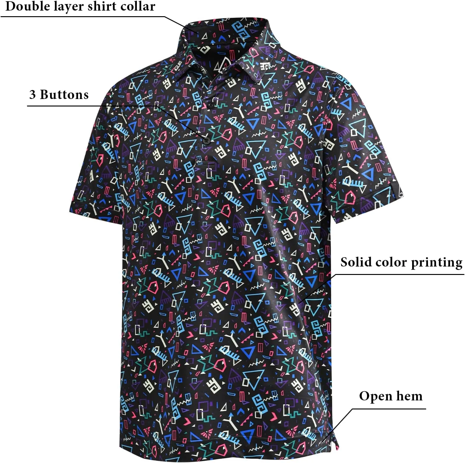 DEOLAX Mens Golf Shirt Fashion Prints Athletic Mens Polo Shirts Short Sleeve Classic Casual Dry Fit Soft Golf Shirts for Men