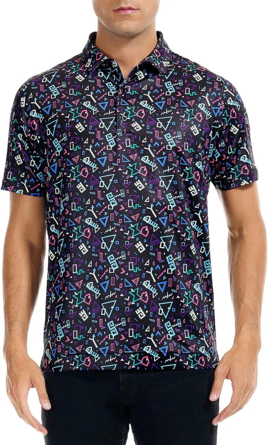 DEOLAX Mens Golf Shirt Fashion Prints Athletic Mens Polo Shirts Short Sleeve Classic Casual Dry Fit Soft Golf Shirts for Men