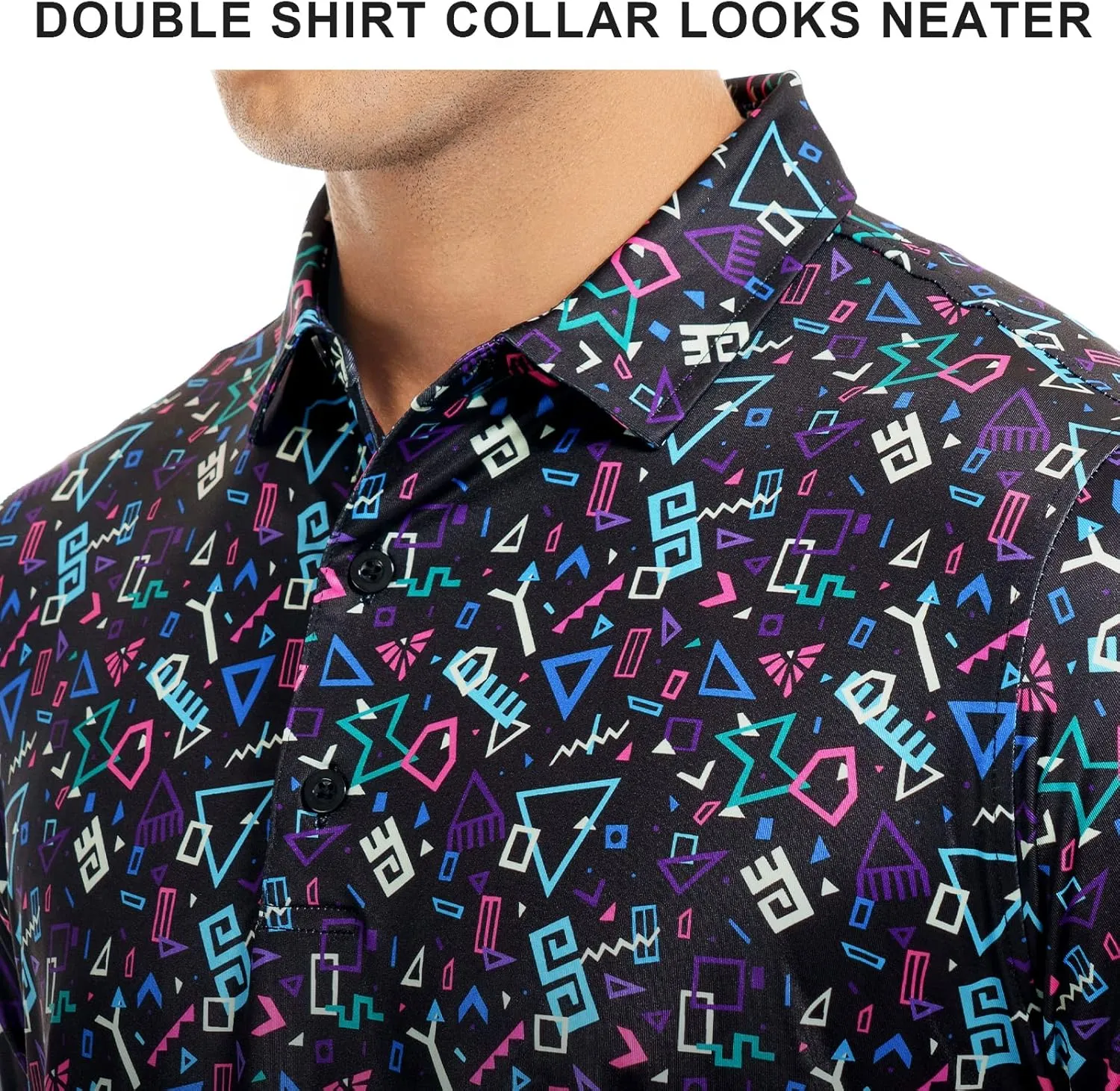 DEOLAX Mens Golf Shirt Fashion Prints Athletic Mens Polo Shirts Short Sleeve Classic Casual Dry Fit Soft Golf Shirts for Men