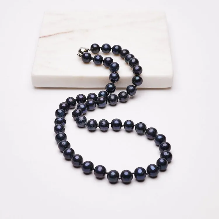 Elegant Women's AA Grade 8-9mm Black Pearl Necklace Length: 42cm, 46cm , 48cm , 50cm
