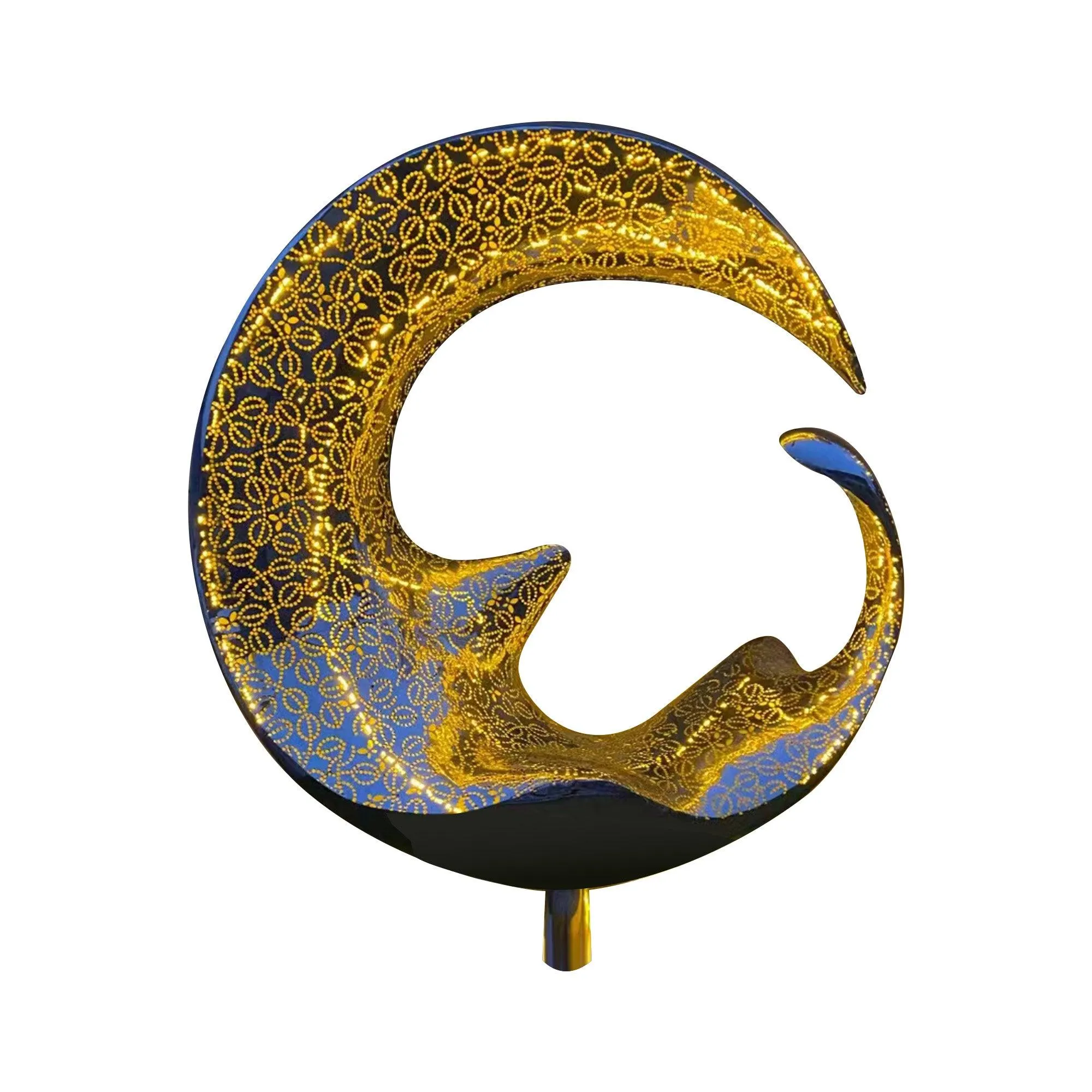 FINEST Large Outdoor Illuminated Crescent Stainless Steel Sculpture FS-046