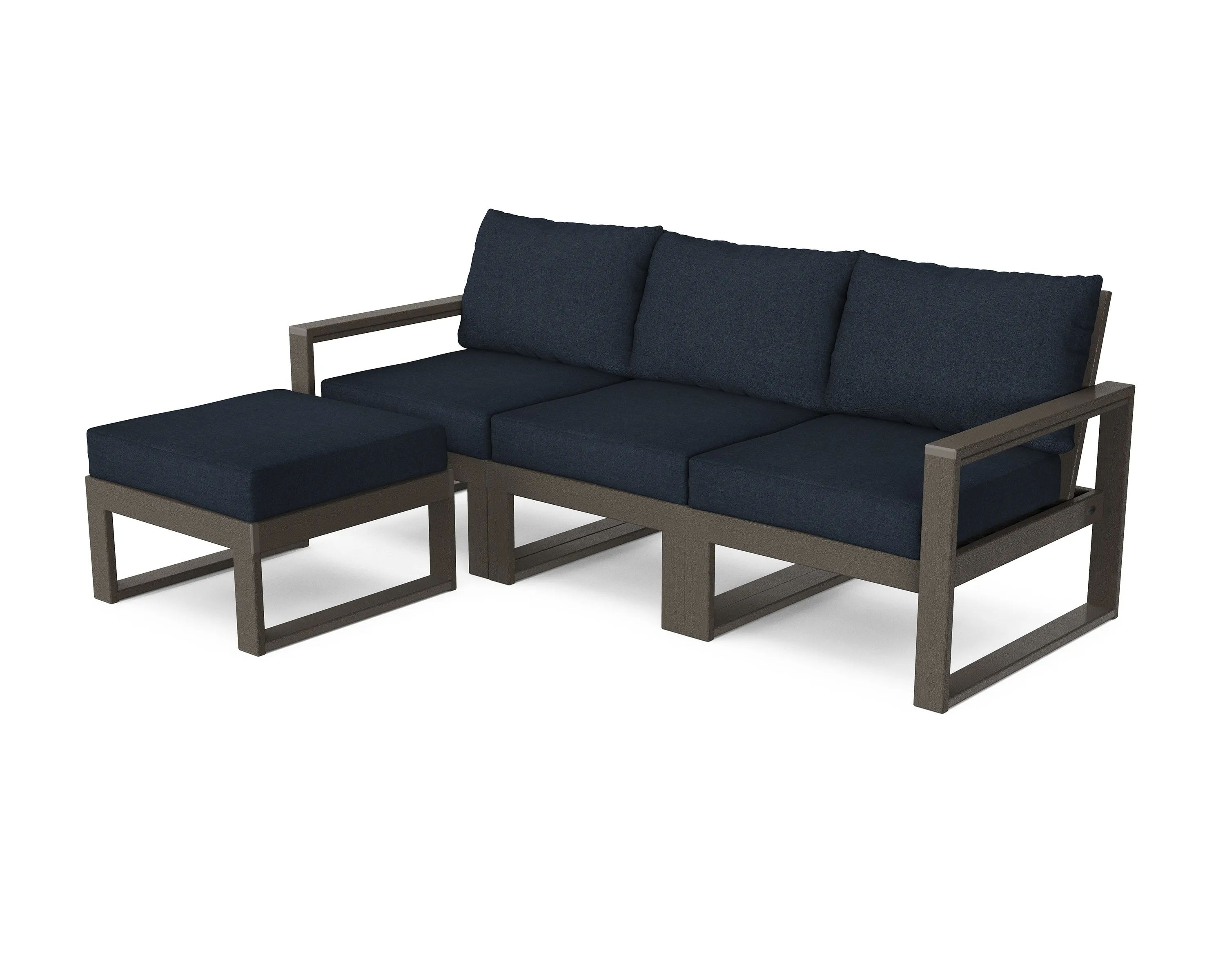 POLYWOOD® EDGE 4-Piece Modular Deep Seating Set with Ottoman in Vintage