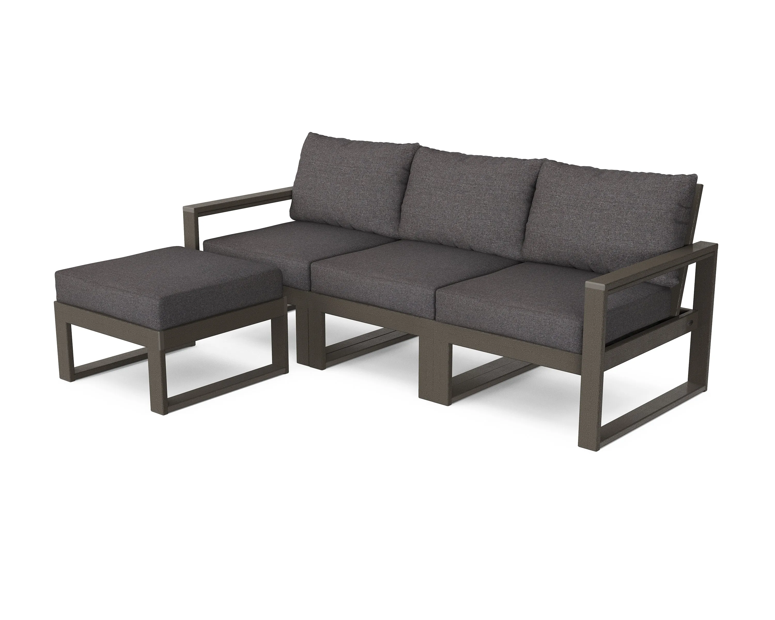 POLYWOOD® EDGE 4-Piece Modular Deep Seating Set with Ottoman in Vintage