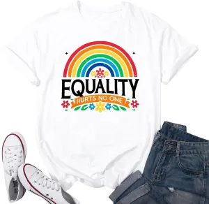 Rainbow Graphic Short Sleeve Inspirational Shirt Funny Casual Tee Shirts