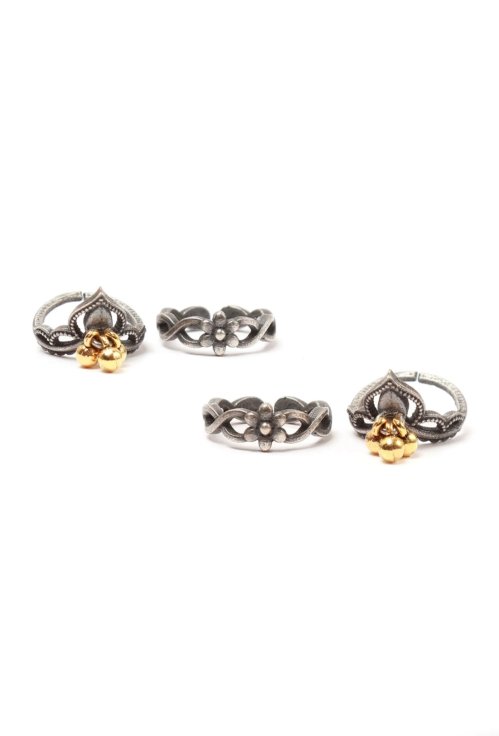 Set of 4: Unnati Silver Brass Toering