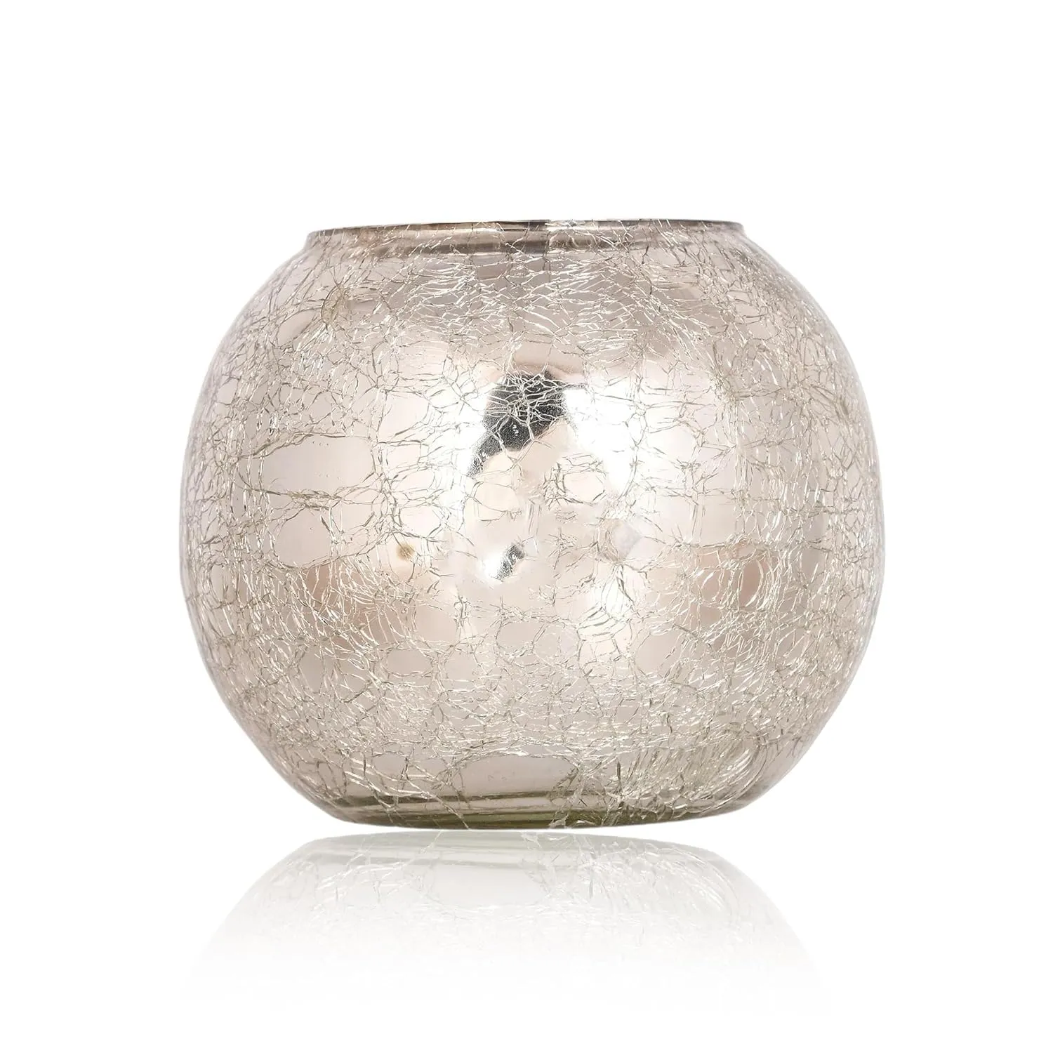SPHINX Sphere Round Shape Mercury Decorative Glass Vase for Flowers, Cracked Rolly Polly for Home Decor Office Living Room Table Decorations,Gift - VASE ONLY Flower NOT Included-1 Piece