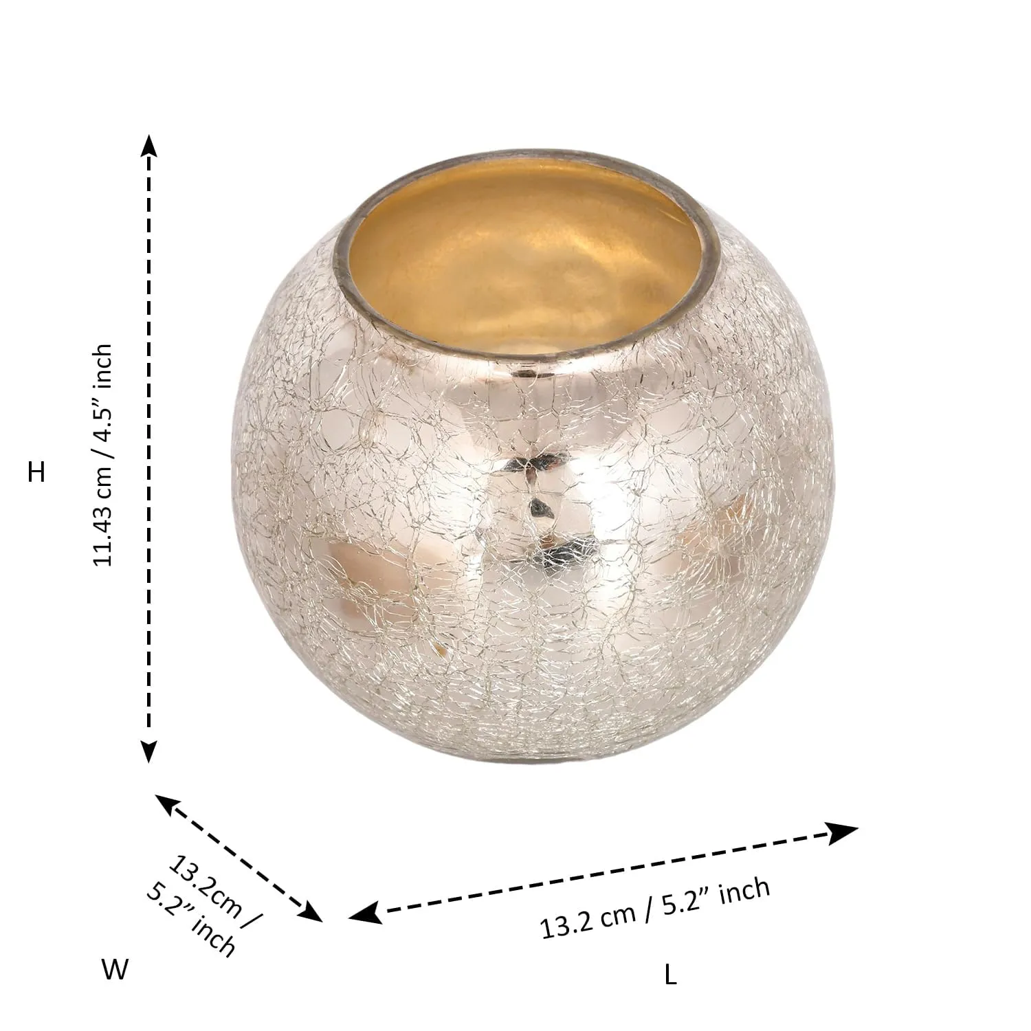 SPHINX Sphere Round Shape Mercury Decorative Glass Vase for Flowers, Cracked Rolly Polly for Home Decor Office Living Room Table Decorations,Gift - VASE ONLY Flower NOT Included-1 Piece