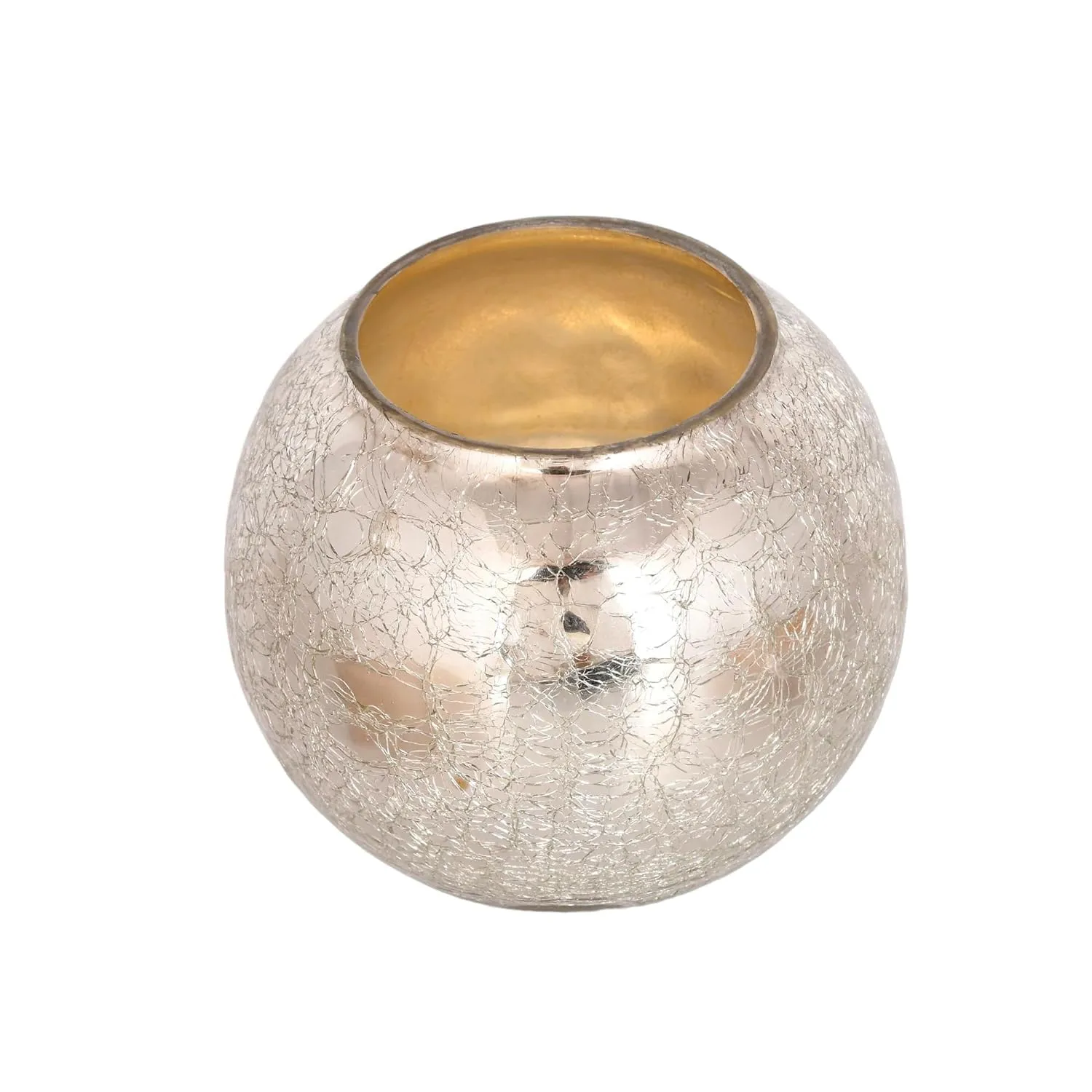SPHINX Sphere Round Shape Mercury Decorative Glass Vase for Flowers, Cracked Rolly Polly for Home Decor Office Living Room Table Decorations,Gift - VASE ONLY Flower NOT Included-1 Piece