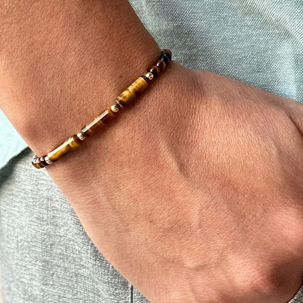 Tiger Eye & 14K Gold Bead Bracelet - Dynamic Harmony