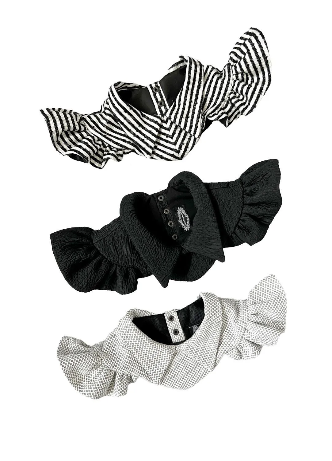White and Black Graphic Floral Neck Collar SPP00097