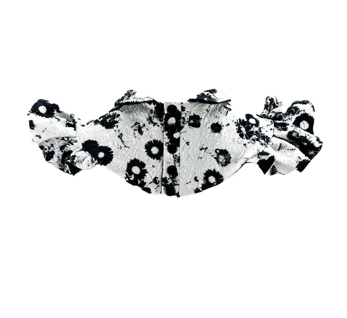 White and Black Graphic Floral Neck Collar SPP00097