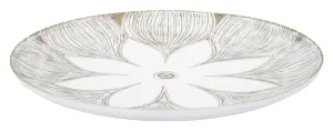 White Decor Tray with Flower Design