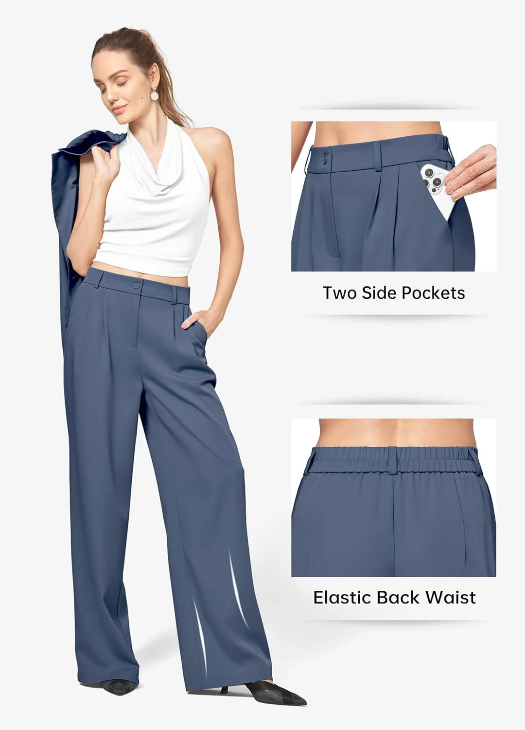 Willit Women's Work Pants Wide Leg Dress Pants High Waisted Casual Slacks Business Office Pants with Pockets 28"/30"/32"