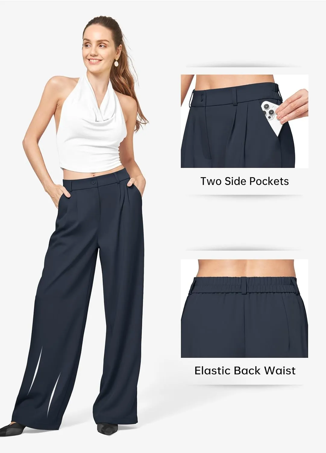 Willit Women's Work Pants Wide Leg Dress Pants High Waisted Casual Slacks Business Office Pants with Pockets 28"/30"/32"