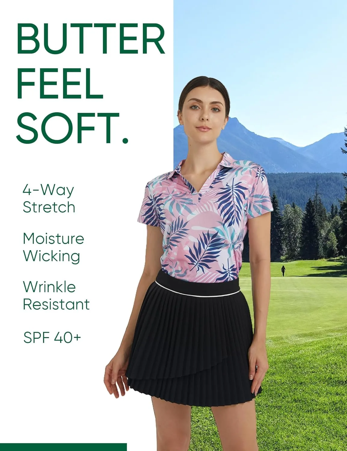 Womens Golf Shirt - Performance Moisture Wicking Quick-Dry Golf Polo Shirts for Women
