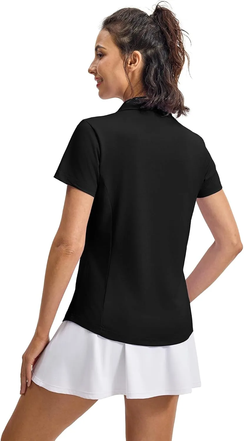 YSENTO Womens Golf Apparel Shirts Clothes V-Neck Tops Collared UPF 50  Dry Fit Short Sleeve Tennis Polo Shirts