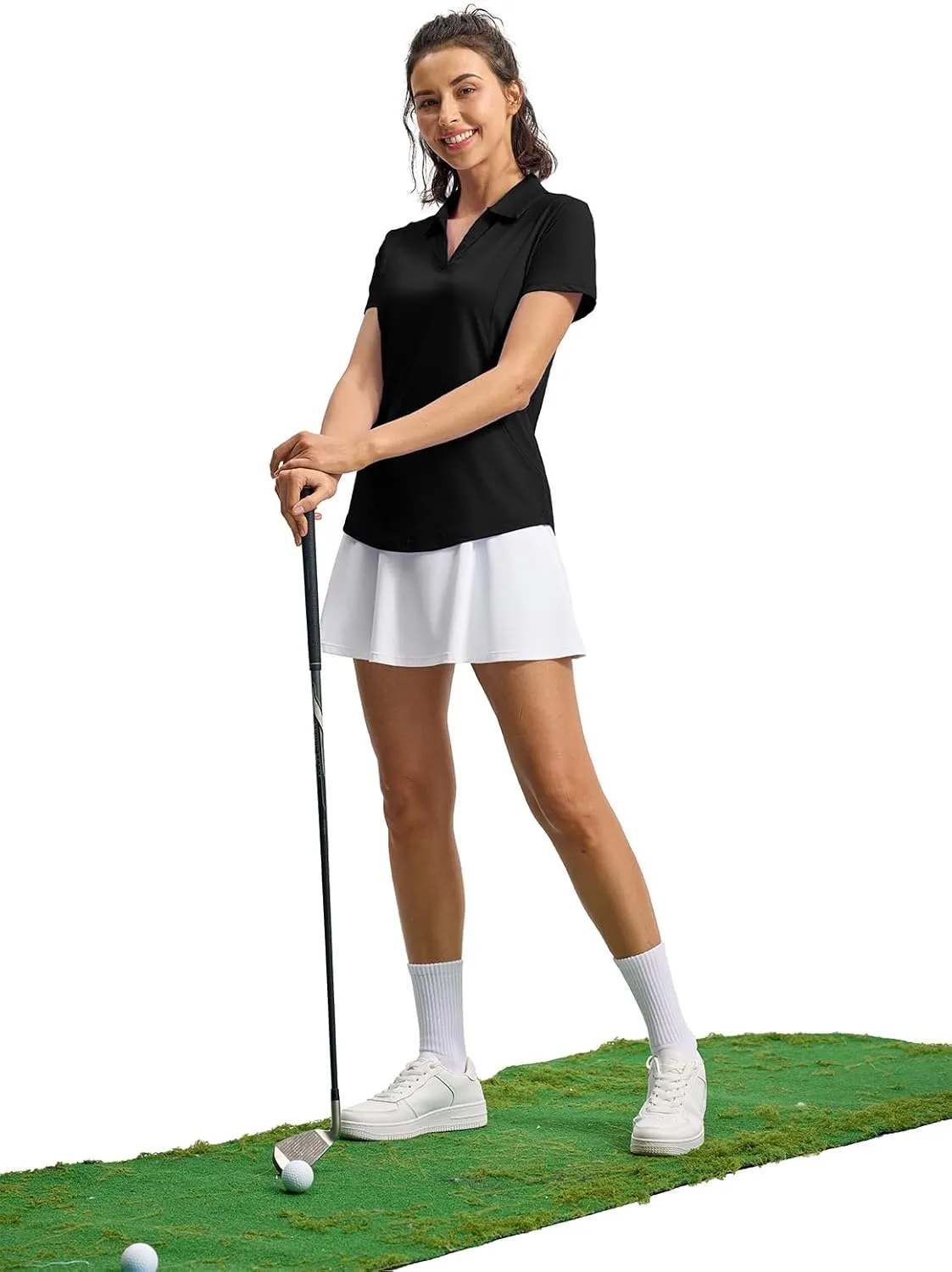 YSENTO Womens Golf Apparel Shirts Clothes V-Neck Tops Collared UPF 50  Dry Fit Short Sleeve Tennis Polo Shirts
