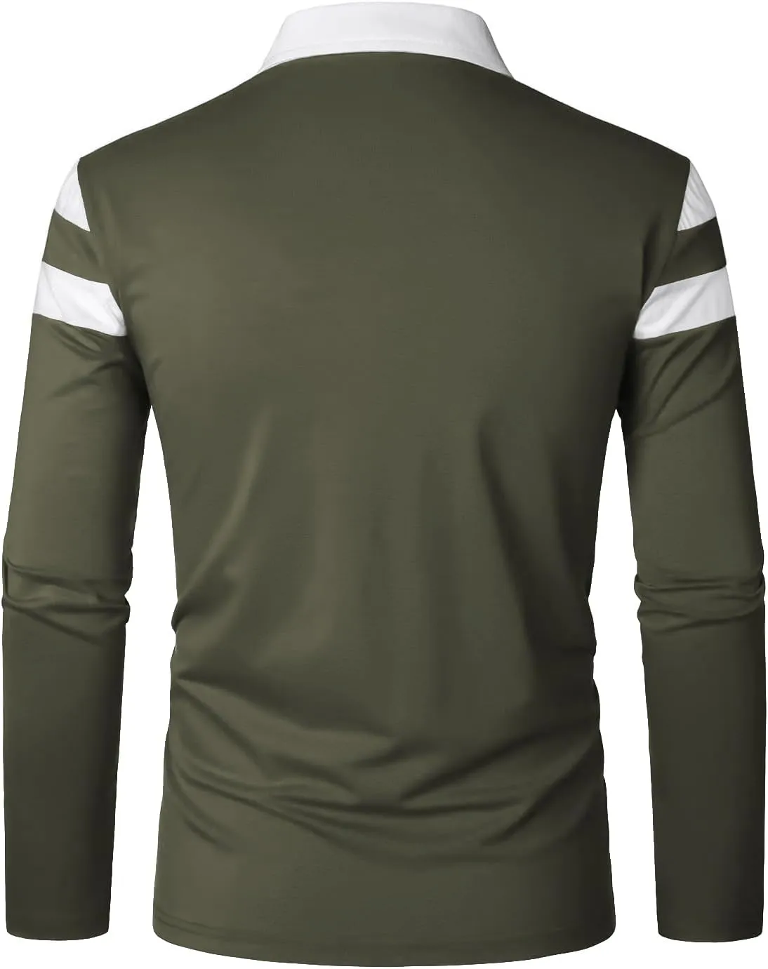 YTD Men's Long Sleeve Polo Shirts Quarter-Zip Casual Slim Fit Lapel Neck Basic Designed Cotton Shirts
