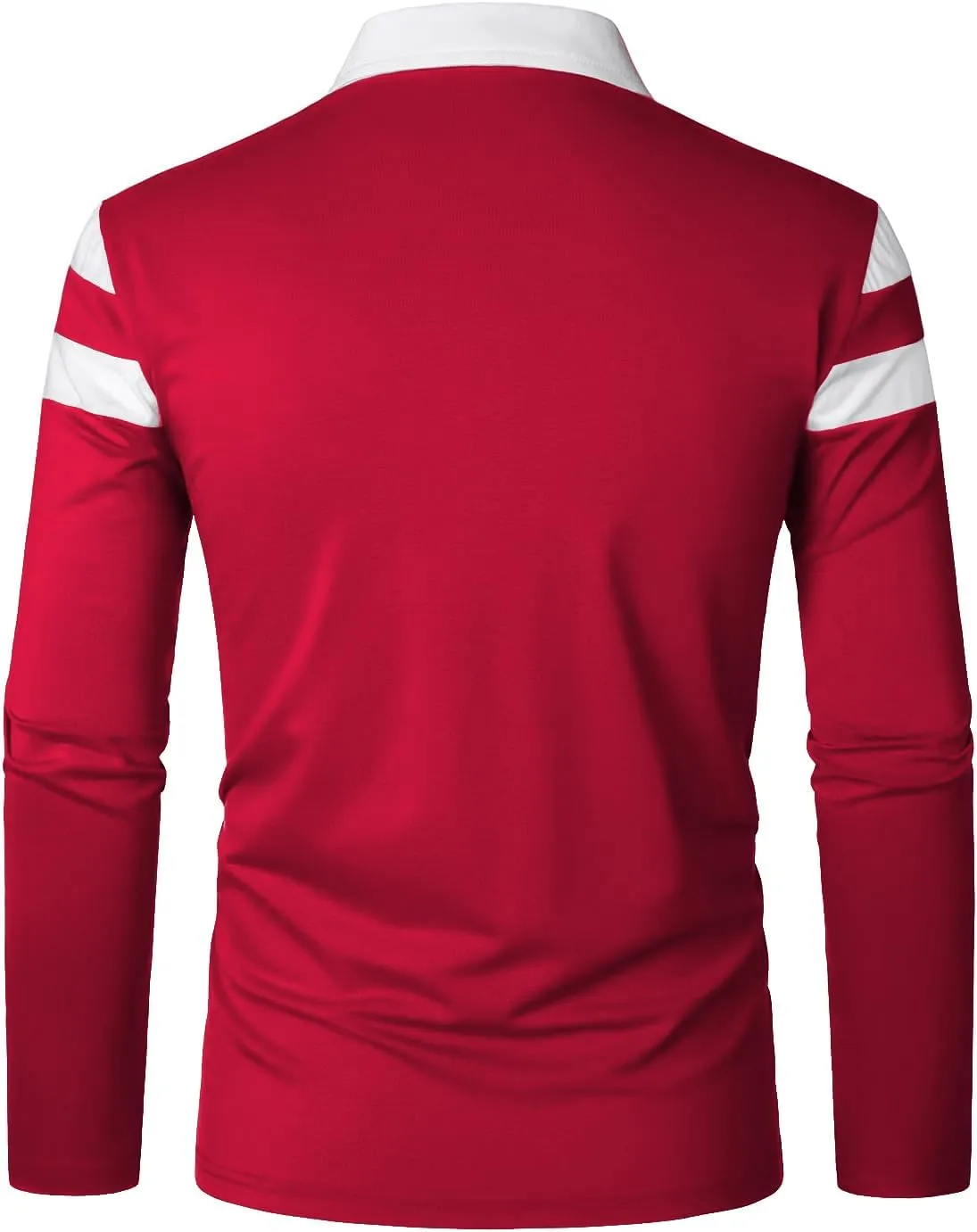 YTD Men's Long Sleeve Polo Shirts Quarter-Zip Casual Slim Fit Lapel Neck Basic Designed Cotton Shirts