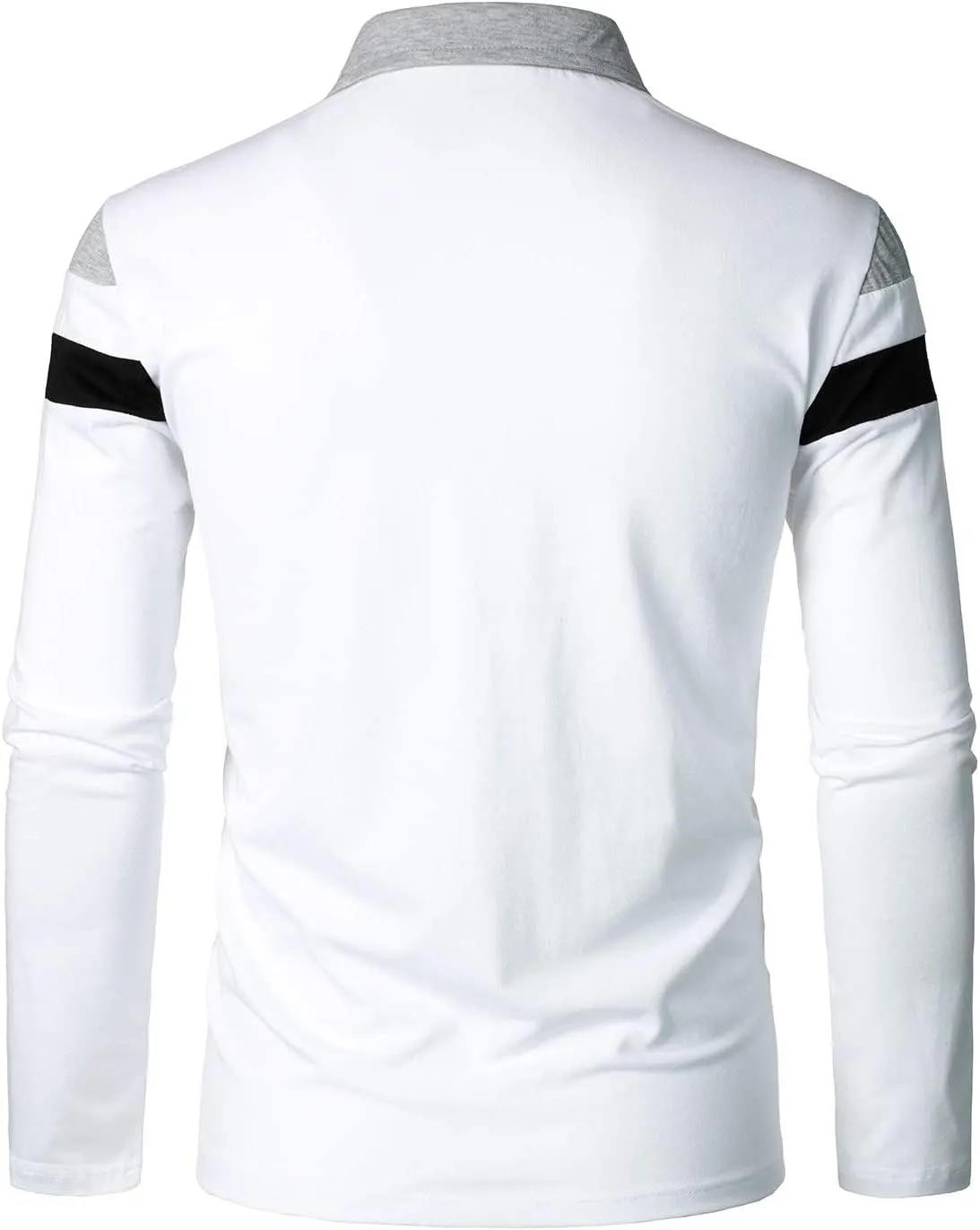 YTD Men's Long Sleeve Polo Shirts Quarter-Zip Casual Slim Fit Lapel Neck Basic Designed Cotton Shirts