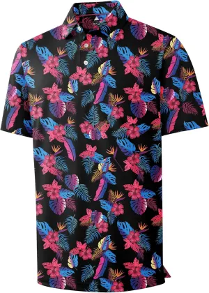 ZITY Mens Golf Shirts Short Sleeve Print Patterns Performance Moisture Wicking Polo Shirt